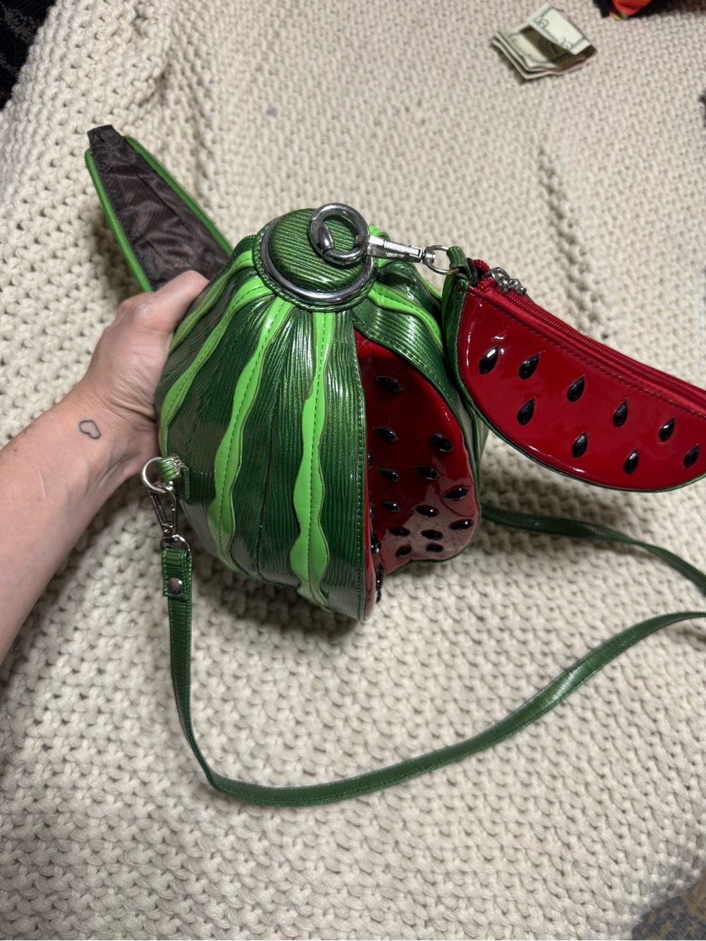 Watermelon Crossbody Bag - Green & Red Novelty Purse - Picture 2 of 4